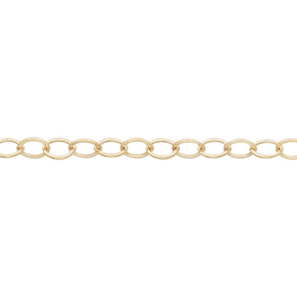 Chain, 14Kt gold-filled, 5x3.75mm oval cable. Sold per pkg of 5 feet. image number 0