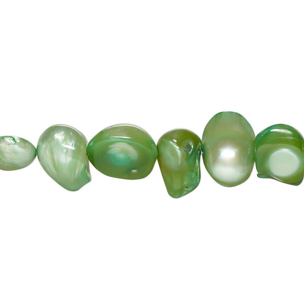 Pearl, cultured freshwater (dyed), shamrock, 7x5mm-18x10mm baroque with 0.4mm hole, D grade, Mohs hardness 2-1/2 to 4. Sold per 15-inch strand. image number 0