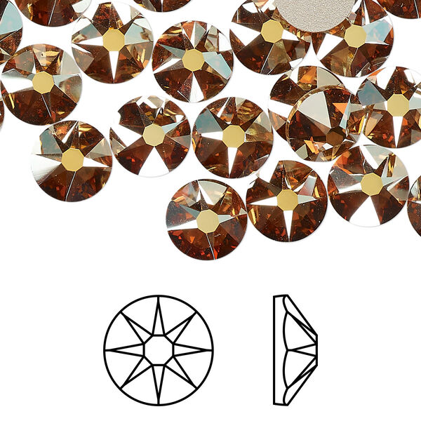 Flat back 144pk crystal metallic sunshine foil back, Swarovski® 8.412-8.672mm rose round SS40 2088 image number 0