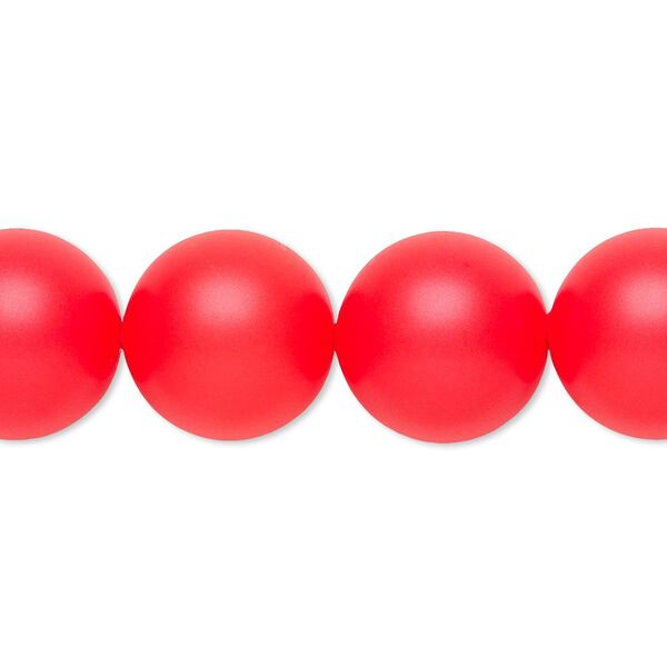 Pearl 10pk neon red, Crystal Passions® 14mm round 5811 image number 0