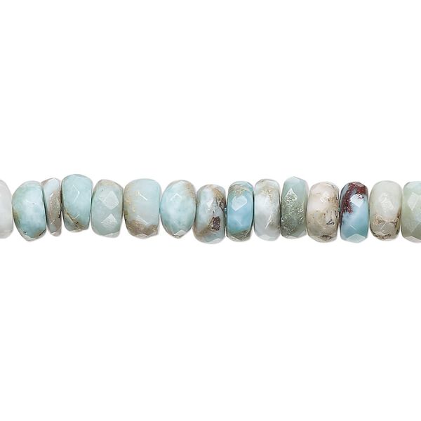 Larimar 1pkg1, hand-cut faceted rondelle bead natural 13 inch 5x3mm-7x5mm image number 0