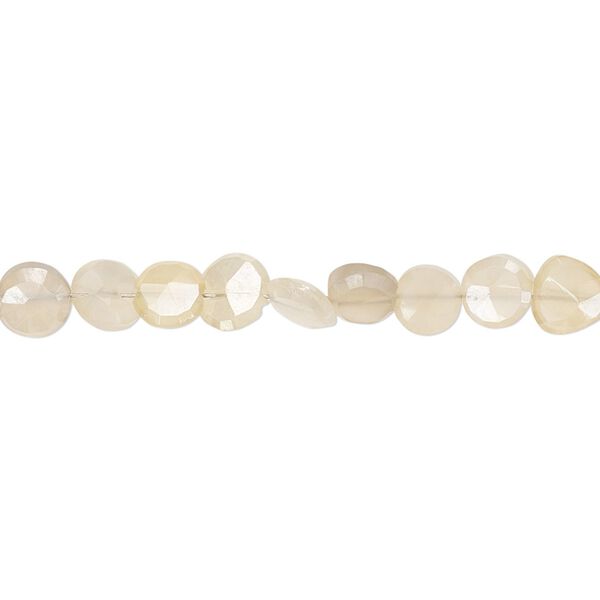 White chalcedony 1pkg1, luster hand-cut faceted flat round bead 6 inch 5-6mm image number 0