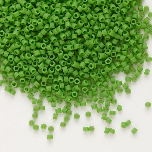 Seed bead, Delica®, glass, pkg/50g, #11 round, opaque matte green (DB-0754). image number 0