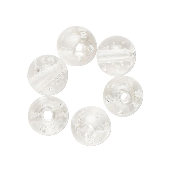 Bead, lampworked glass, transparent clear, 10mm round. Sold per pkg of 6. image number 0