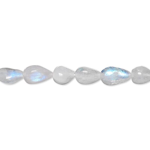Rainbow moonstone 1pkg1, hand-cut teardrop bead natural 15.5-16 inch 8x4mm-10x5mm image number 0