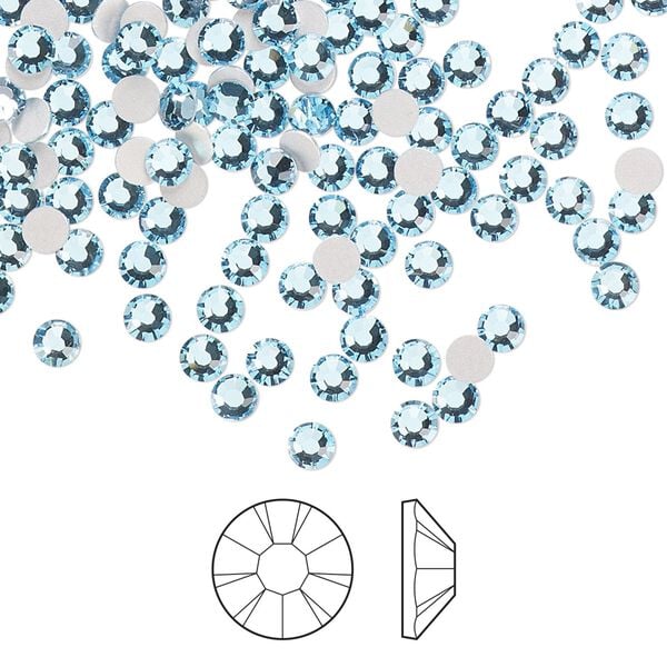 Flat back 144pk aquamarine foil back, Preciosa MAXIMA Czech crystal rhinestone 3-3.2mm chaton rose round SS12 image number 0