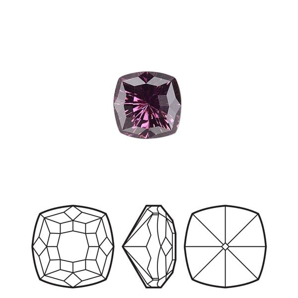 Fancy stone 2pk amethyst foil back, Crystal Passions® 10mm magical square 4460 image number 0