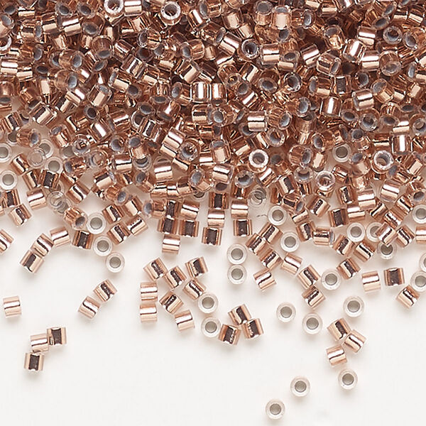 Seed bead, Delica®, glass, pkg/50g, #15 round, transparent copper-lined crystal clear (DBS-0037). image number 0