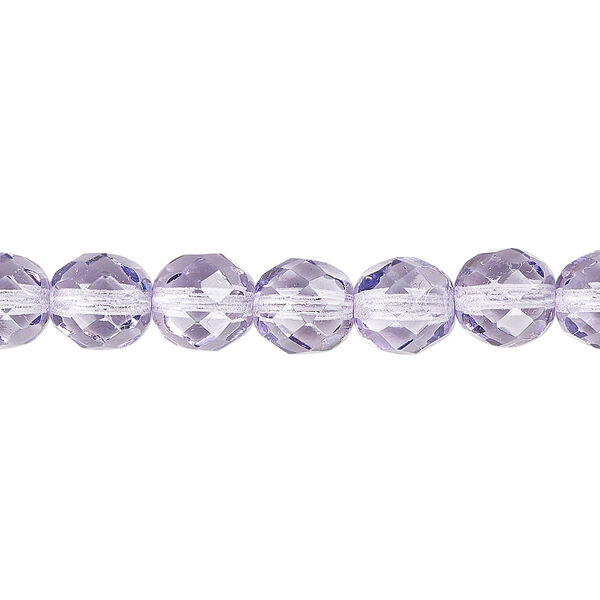 Bead, Czech fire-polished dipped décor glass, lilac, 8mm faceted round. Sold per 15-1/2" to 16" strand, approximately 50 beads. image number 0