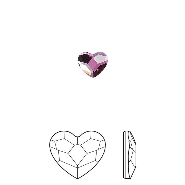 Flat back 720pk fuchsia foil back, Swarovski® hotfix 3.6mm heart 2808 image number 0