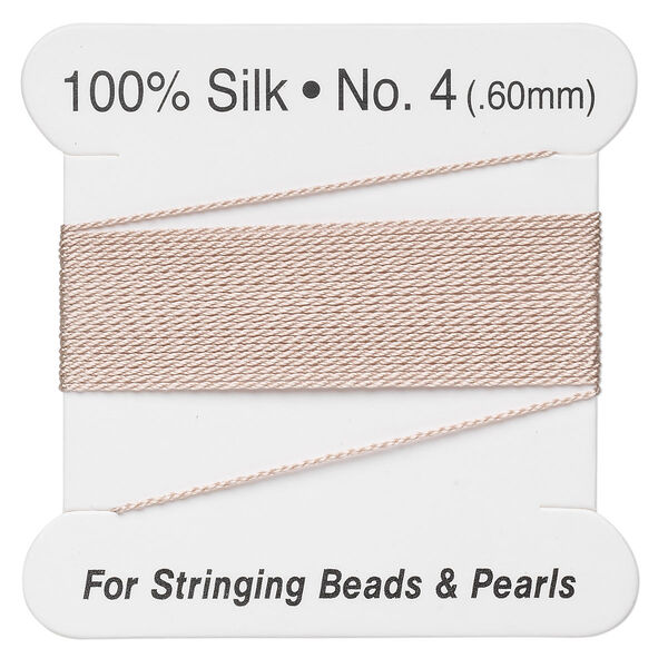 Thread, silk, light pink, size #4. Sold per 2-meter card. image number 0