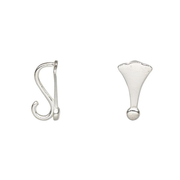 Bail, JBB Findings, pendant, sterling silver, 15x8mm fan with hidden loop. Sold per pkg of 2. image number 0