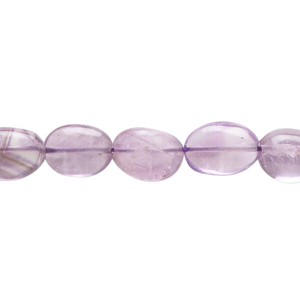 Bead, amethyst (natural), light to medium, 9x7mm-13x9mm hand-cut puffed oval, C grade, Mohs hardness 7. Sold per 14-inch strand, approximately 30 beads. image number 0