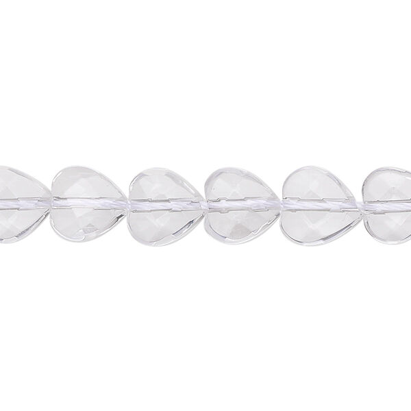 Quartz crystal 1pkg1, hand-cut faceted heart bead natural 15.5 inch 8mm image number 0