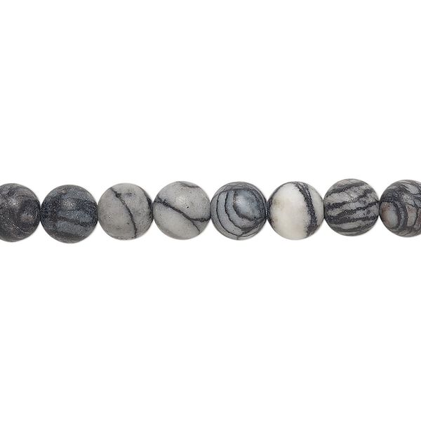 Black silk stone (onyx marble) 1pkg1, matte round bead natural 15.5-16 inch 6mm image number 0