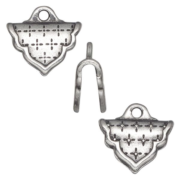 Crimp end, TierraCast®, pewter (tin-based alloy), 18.5x13mm Marrakesh, 3.7mm inside diameter. Sold per pkg of 10. image number 0