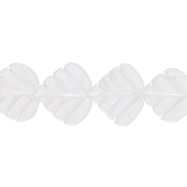 Quartz crystal 1pkg1, hand-cut carved leaf bead natural 15.5-16 inch 13x11mm-16x14mm image number 0