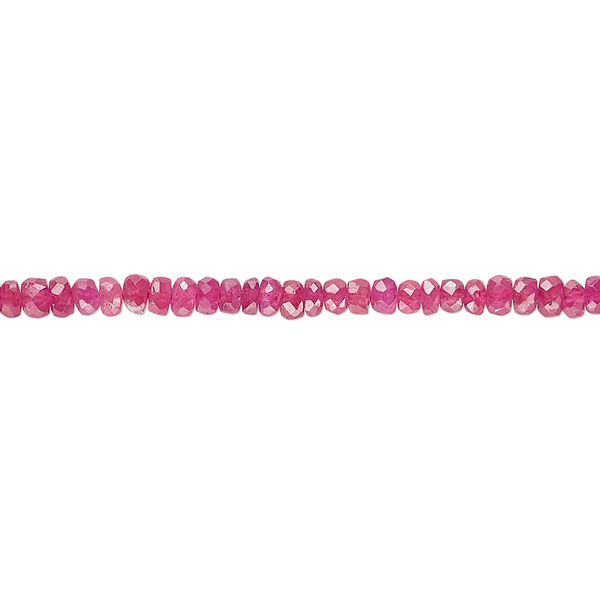 Ruby 1pkg1, hand-cut faceted rondelle bead 6 inch 2x1mm-3x2mm image number 0