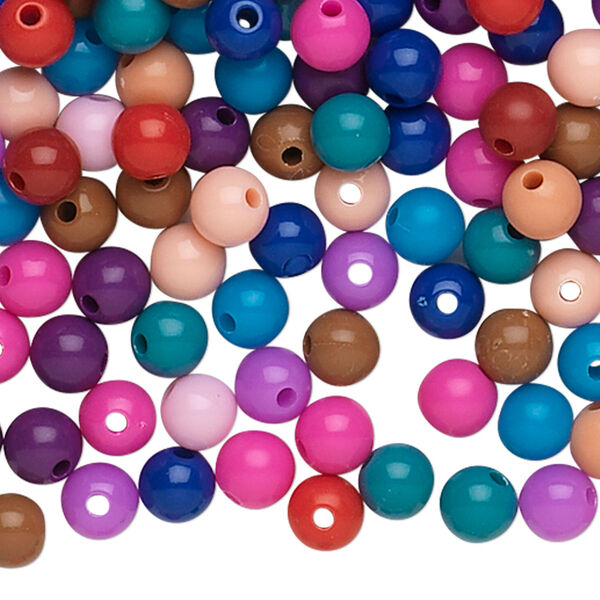 Bead, acrylic, opaque autumn colors, 6mm round. Sold per pkg of 1,116. image number 0