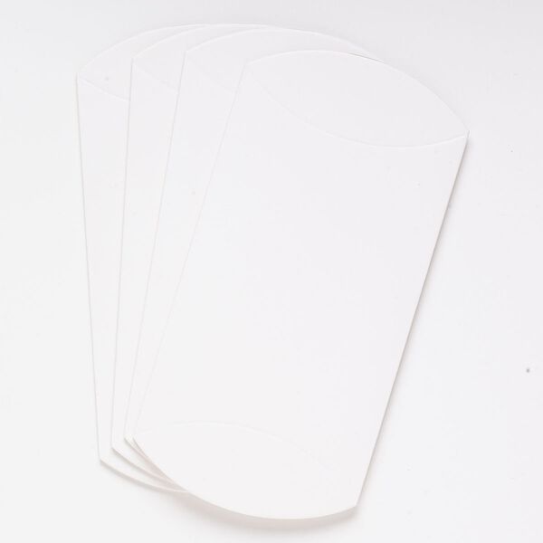 Gift box earring pillow, paper, white, 4-1/2 x 2-1/2 x 1 inches. Sold per pkg of 8. image number 0