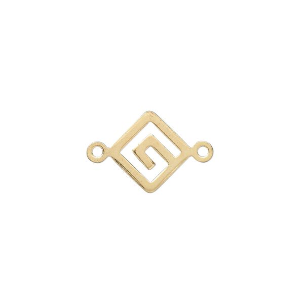 Link, gold-plated brass, 12mm Greek key diamond. Sold per pkg of 20. image number 0