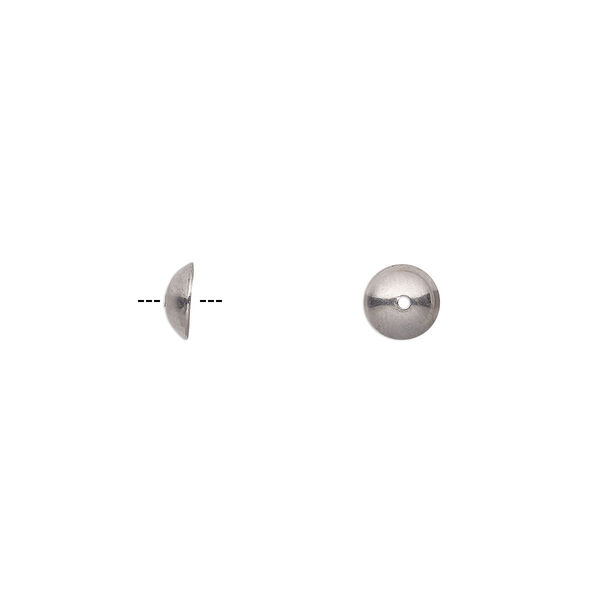 Bead cap, stainless steel, 6x2mm round, fits 4-5mm bead. Sold per pkg of 20. image number 0