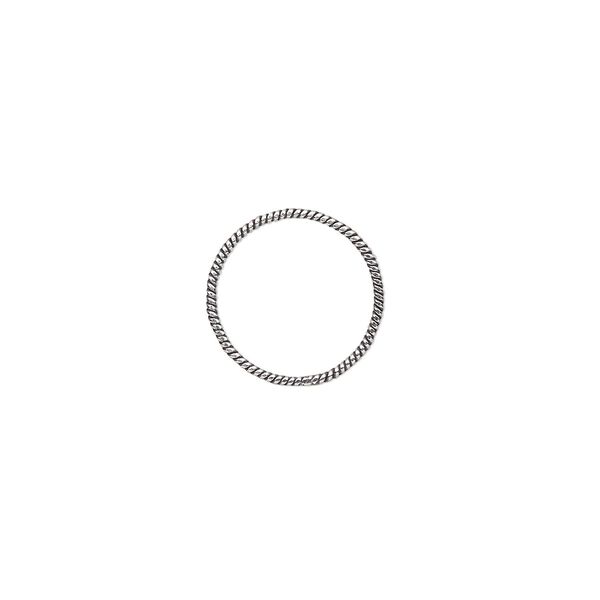 Jump ring, antiqued sterling silver, 14mm soldered twisted round, 12.7mm inside diameter, 20 gauge. Sold per pkg of 2. image number 0