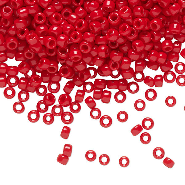 Seed bead, TOHO BEADS®, glass, pkg/7.5g, #8 round, opaque pepper red (TR-08-45). image number 0