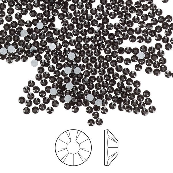 Flat back 144pk jet foil back, Preciosa MAXIMA Czech crystal rhinestone 1.7-1.9mm chaton rose round SS5 image number 0