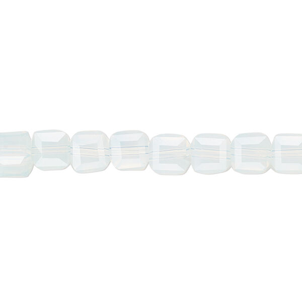 Bead 1pk 18 facets transparent clear frosted, Celestial Crystal® 6mm cube 15.5-16 inch image number 0