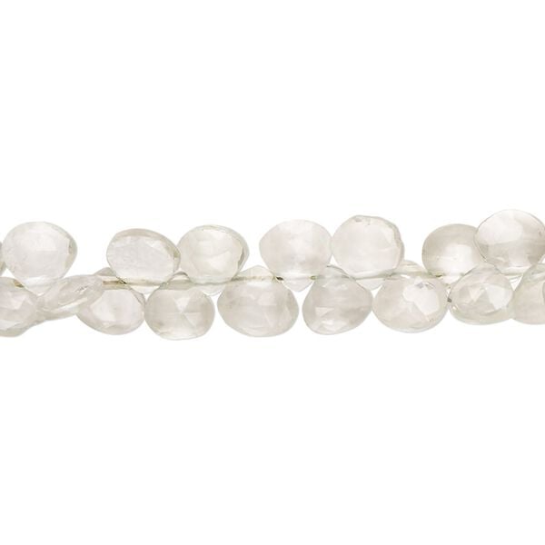 Green quartz 1pkg1, hand-cut top-drilled faceted puffed teardrop bead 7 inch 5x5mm-7x6mm image number 0
