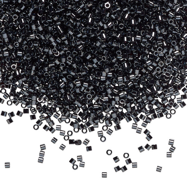 Seed bead, Delica®, glass, pkg/250g, #15 round, opaque metallic gunmetal (DBS-0001). image number 0