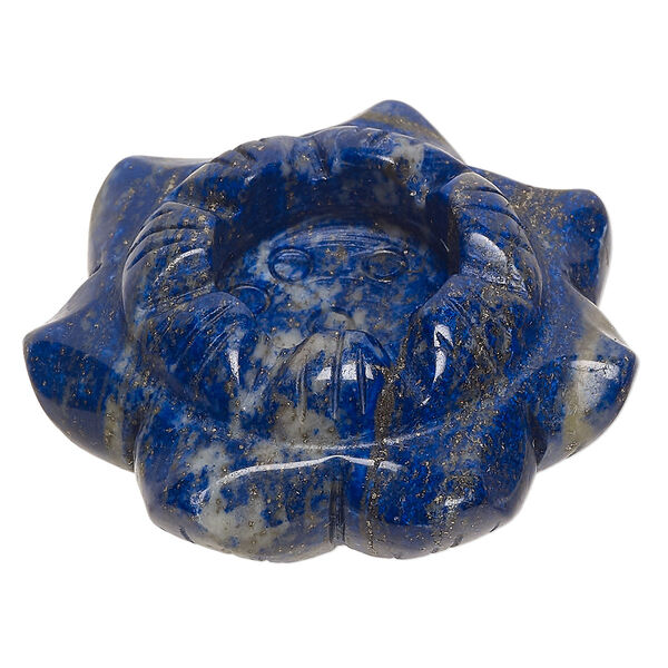Lapis lazuli 1pkg1, hand-cut lotus candle taper holder natural 48x18mm-52x22mm image number 0
