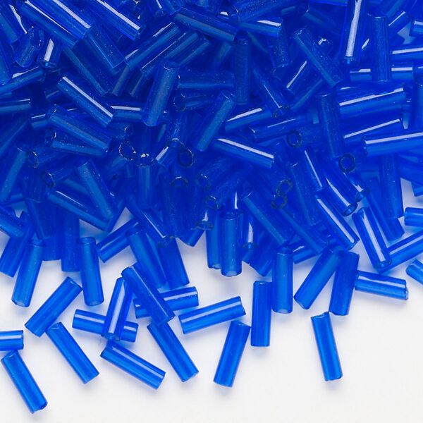 Bead, Preciosa Ornela Czech glass, bugle bead, pkg/500g, 1/4 inch, transparent medium blue, (30080). image number 0
