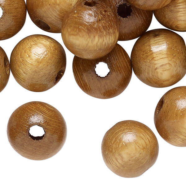 Bead, wood (dyed/waxed), brown, 14mm round. Sold per 4-ounce pkg, approximately 104 beads. image number 0