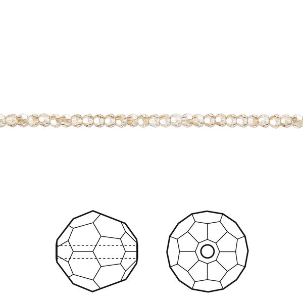 Bead 36pk crystal golden shadow, Crystal Passions® 2mm round 5000 image number 0