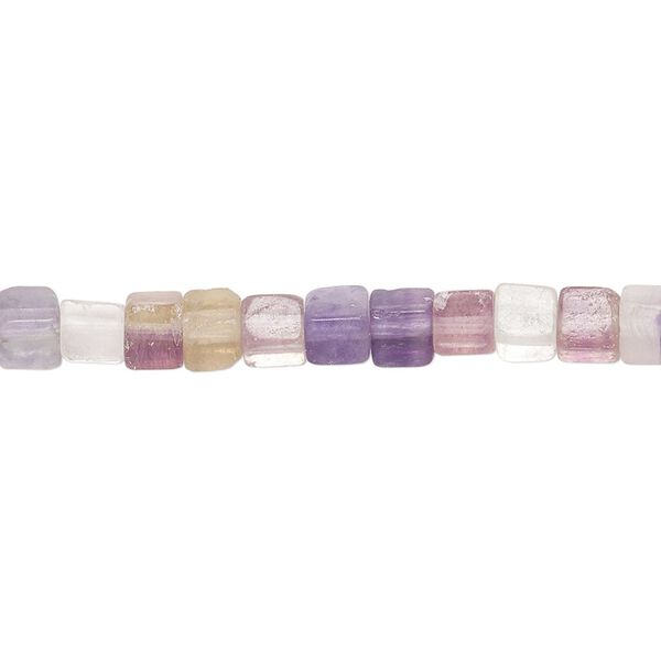 Rainbow fluorite 1pkg1, cube bead natural 15.5-16 inch 4mm image number 0