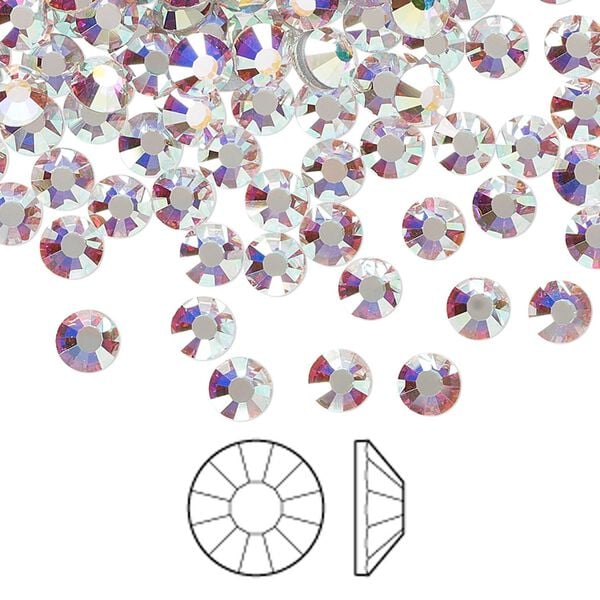 Flat back 144pk crystal AB foil back, Preciosa Viva 12® Czech crystal rhinestone 4.6-4.8mm chaton rose round SS20 image number 0
