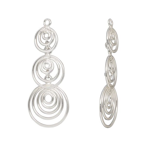 Focal, sterling silver, 30x13mm 3-tier. Sold individually. image number 0