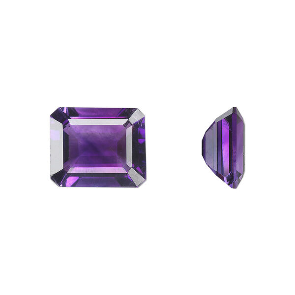 Amethyst 1pkg1, hand-cut faceted emerald-cut gem natural 12x10mm image number 0