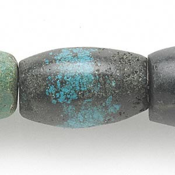 Bead, turquoise (dyed / stabilized), 25x17mm-43x25mm barrel, C grade, Mohs hardness 5 to 6. Sold per 15" to 16" strand. image number 0