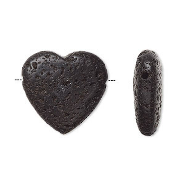 Lava rock 1pkg2, hand-cut top-drilled heart bead 20x20mm image number 0