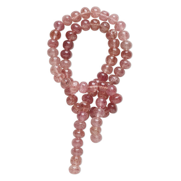 Strawberry quartz 1pkg1, hand-cut round / rondelle bead natural 14 inch 6x4mm-7x6mm image number 0