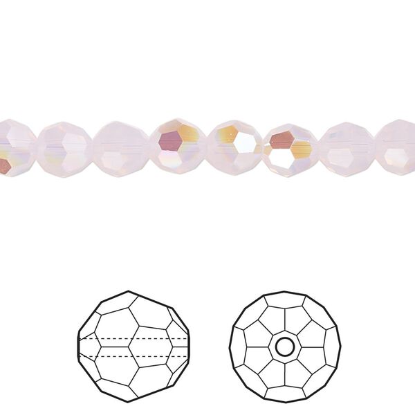 Bead 12pk rose water opal shimmer, Crystal Passions® 6mm round 5000 image number 0