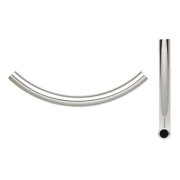 Bead, stainless steel, 49x4mm curved tube. Sold per pkg of 2. image number 0