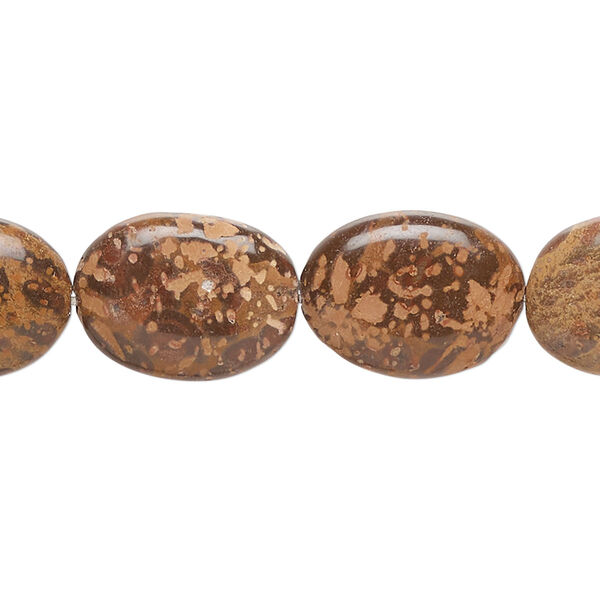 Chrysanthemum stone 1pkg1, puffed oval bead natural 7 inch 15x12mm-17x13mm image number 0