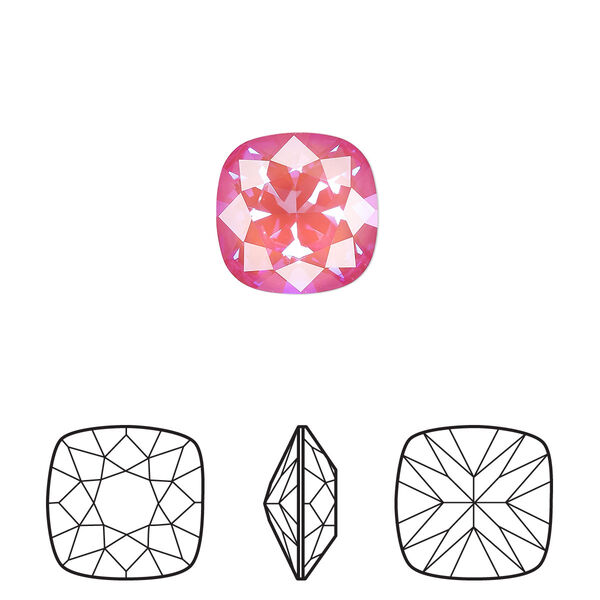 Fancy stone 1pk crystal lotus pink DeLite, Crystal Passions® 12mm cushion 4470 image number 0
