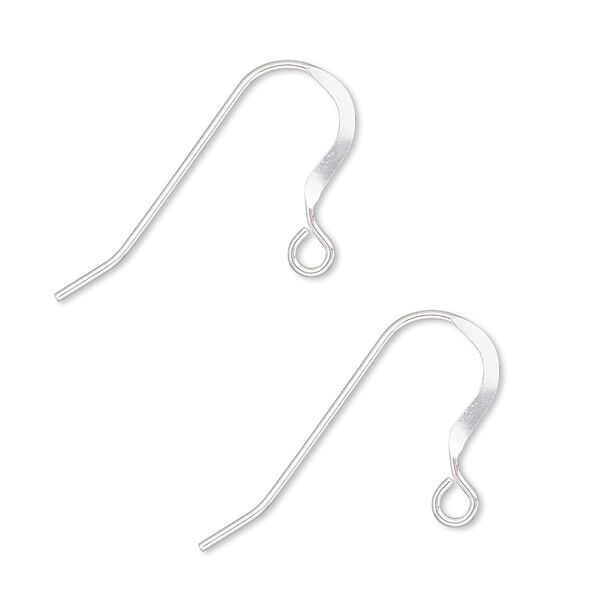 Ear wire, sterling silver-filled, 16mm flat fishhook with open loop, 21 gauge. Sold per pkg of 100 pairs. image number 0