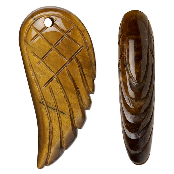 Tigereye 1pkg1, hand-cut top-drilled 2-sided wing focal natural 38x18mm-40x19mm image number 0