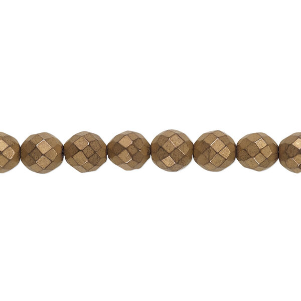 Hemalyke™ 1pkg1, matte electroplated faceted round bead 15.5-16 inch 6mm image number 0